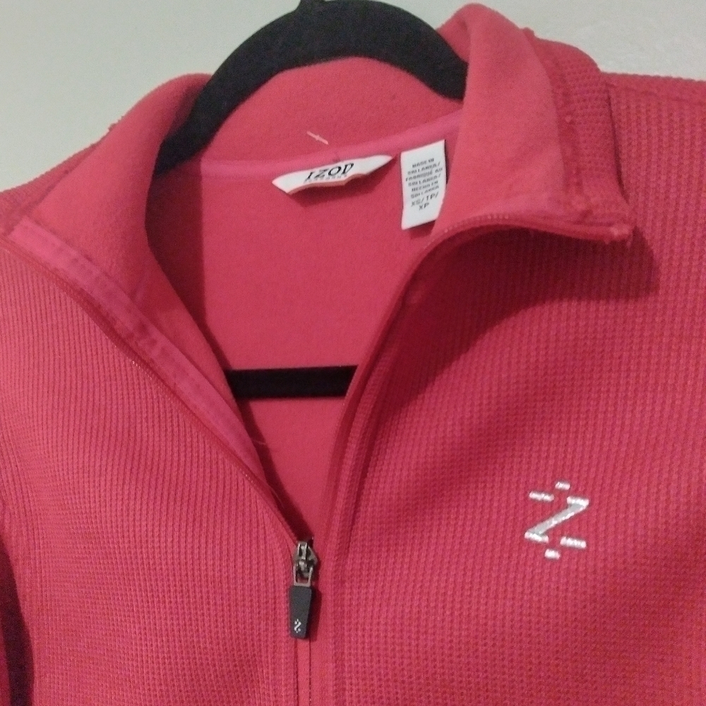 Izod Red Zip Up Fleece Jacket with Pockets - Picture 5 of 9